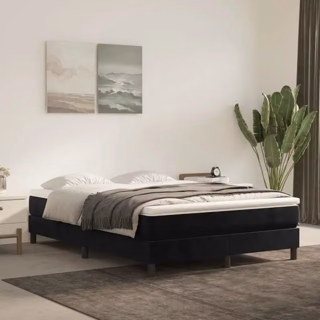 Materasso a Molle Insacchettate-Materasso per letto Nero 140x190x20 cm in Velluto