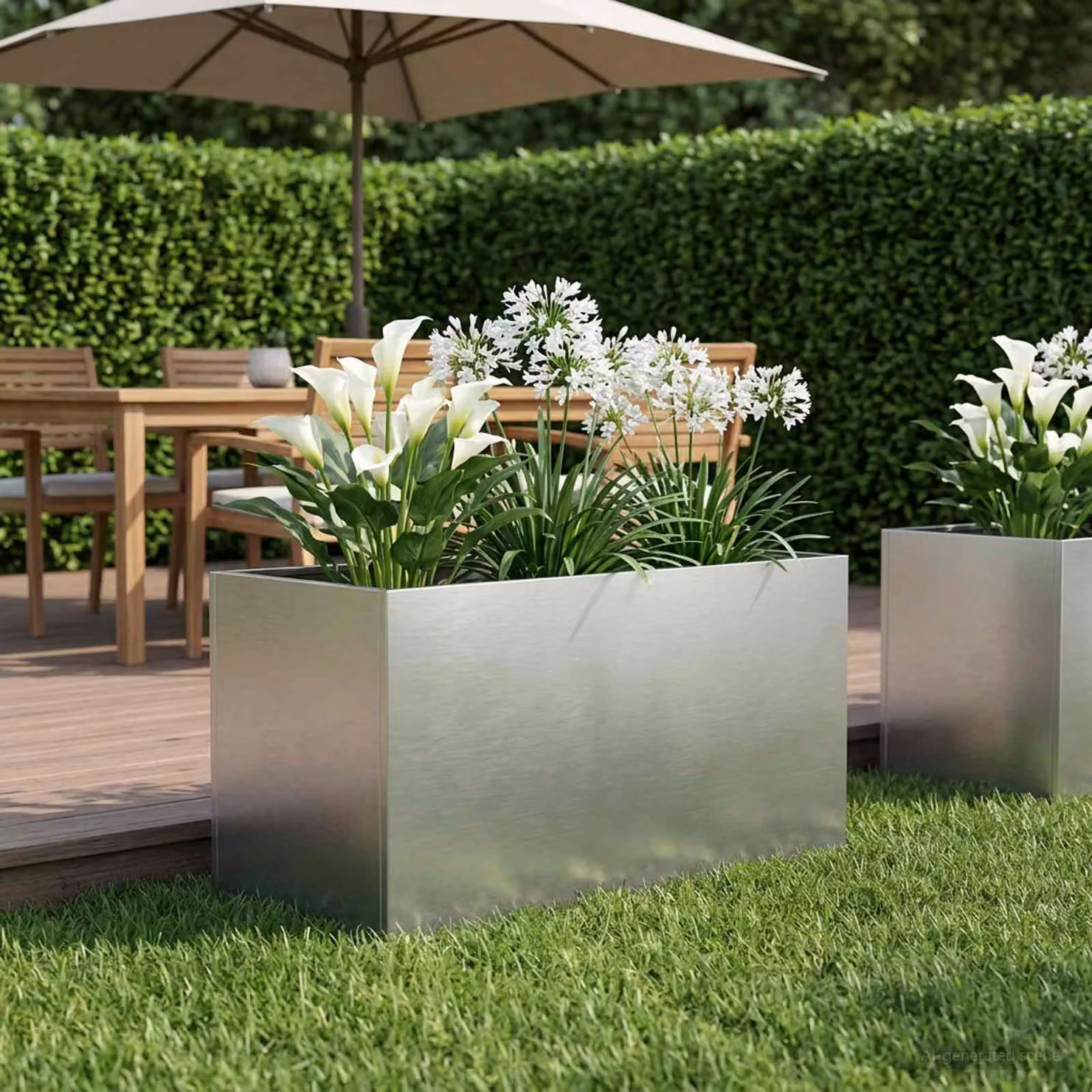 Vaso da giardino vidaXL in acciaio inox color argento L: 100 cm, P: 50 cm, H: 50 cm