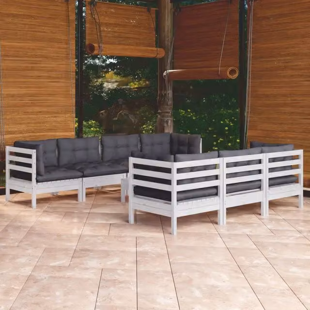 Set Salotto da Giardino con Cuscini 8 pz Legno Massello di Pino 3096161