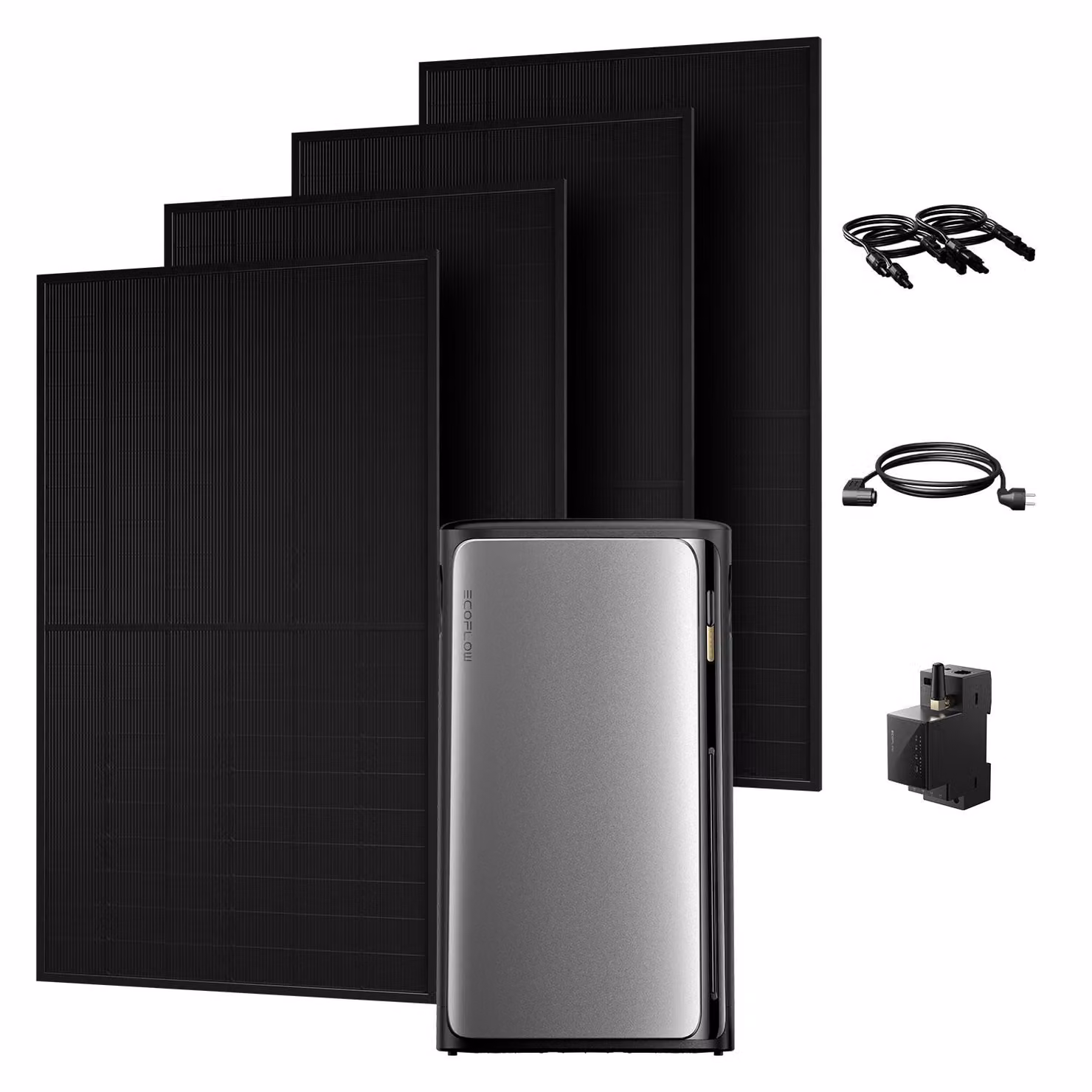 Impianto fotovoltaico da balcone Powerness con accumulatore, accumulatore EcoFlow STREAM Ultra da 1,92 kWh all-in-one con 4 MPPT, moduli bifacciali vetro-vetro JASolar da 2000 W e contatore intelligente