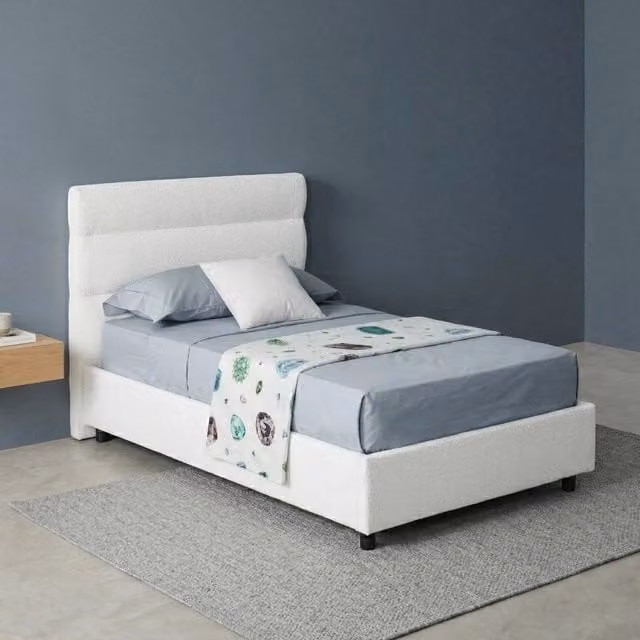 Letto Singolo Brez con Contenitore a Alzata, Bianco, L 80 cm x P 190 cm – 1