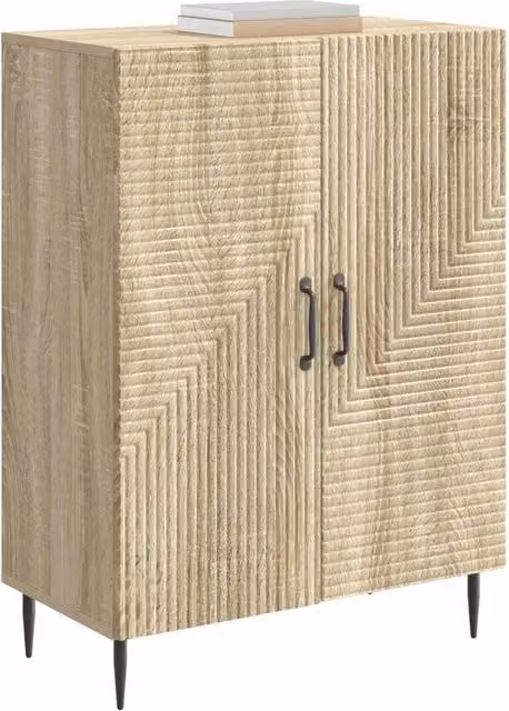 Credenza moderna in legno ingegnerizzato Rovere Sonoma, colore marrone e beige, L: 66 cm, P: 34,5 cm, H: 89,5 cm