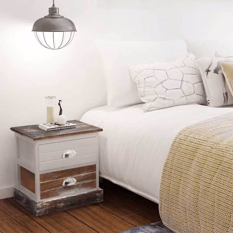 Set di 2 comodini vidaXL in stile country house, marrone e bianco