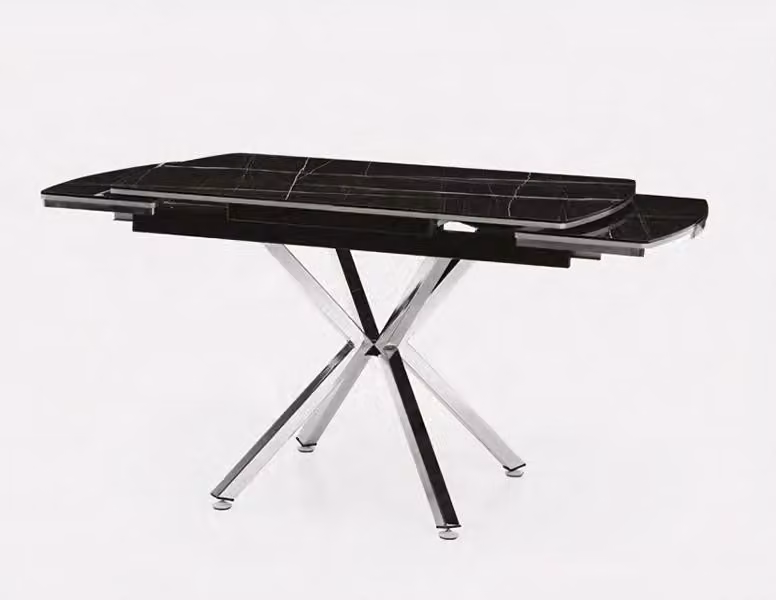 Esstisch Ausziehtisch Tisch Wohnzimmertisch Marmoroptik Schwarz Edelstahl