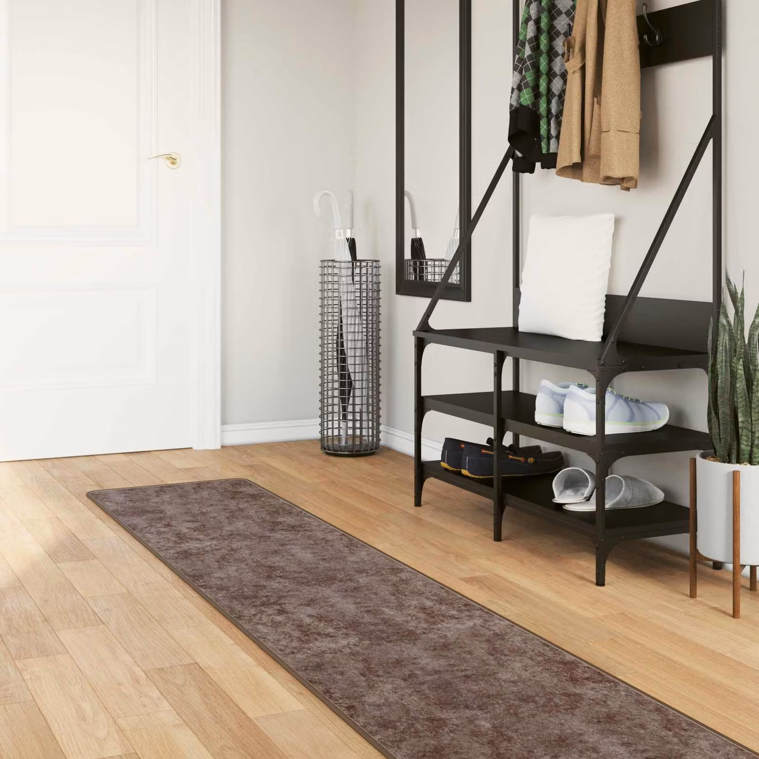 Tappeto Runner MARSA vidaXL Grigio con Design Astratto Moderno in Poliestere, Lavabile e Antiscivolo, L 50 x P 400 cm