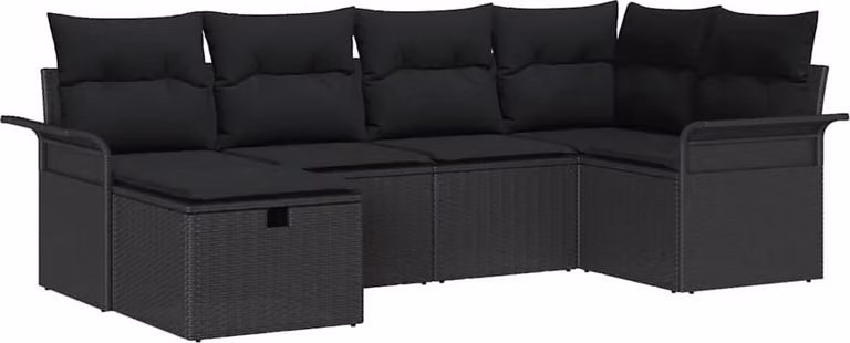 Set Divano da Giardino con cuscino 6 pcs Poly Rattan