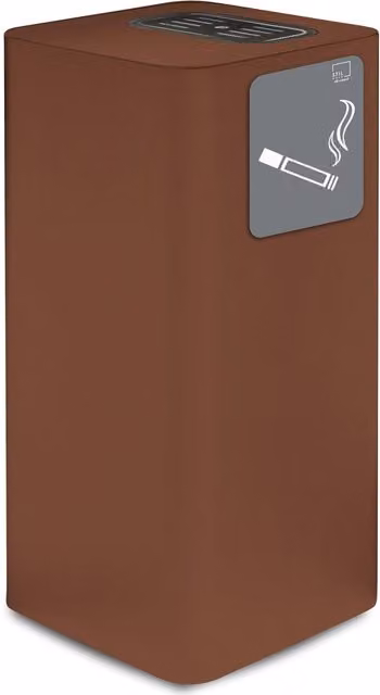 Posacenere da Esterno 30x30xh65 cm In Acciaio Verniciato con Vaschetta Superiore Marrone