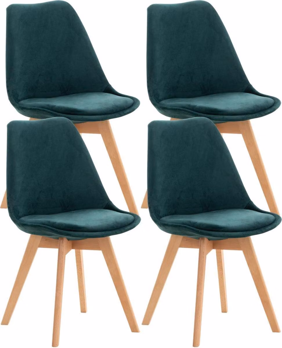 set di 4 sedie da pranzo - sedie da cucina - comode e facili da pulire | Colore: Verde | Materiale: Morbido