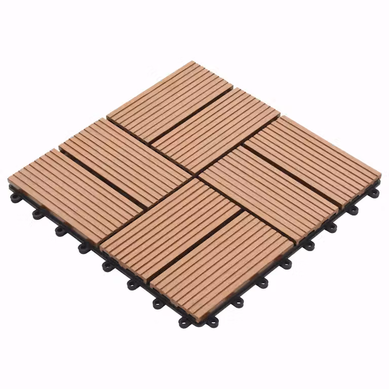 Set di 11 piastrelle per decking vidaXL in WPC marrone 30 x 30 cm
