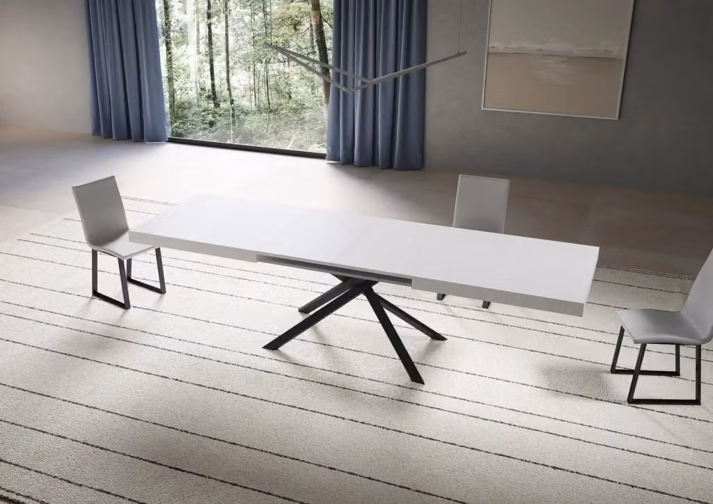 Tavolo allungabile Itamoby Niketis moderno in bianco frassino con gambe in metallo antracite L: 90-460 cm, P: 90 cm, H: 74 cm – 2