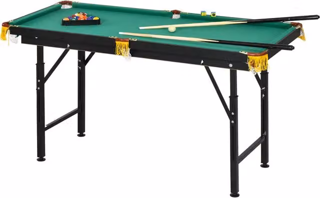 Tavolo da Biliardo Giordanoshop con Accessori, Colore Verde, in MDF e Metallo, L/P/H: 140 x 60 x 55-75 cm