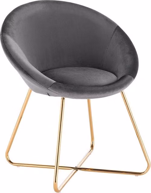Sedia da Cucina Ronda con Braccio con Schienale - Velluto - Ergonomica - Sedia con Schienale Pieno - Sedia a Cuscino - Grigio Scuro