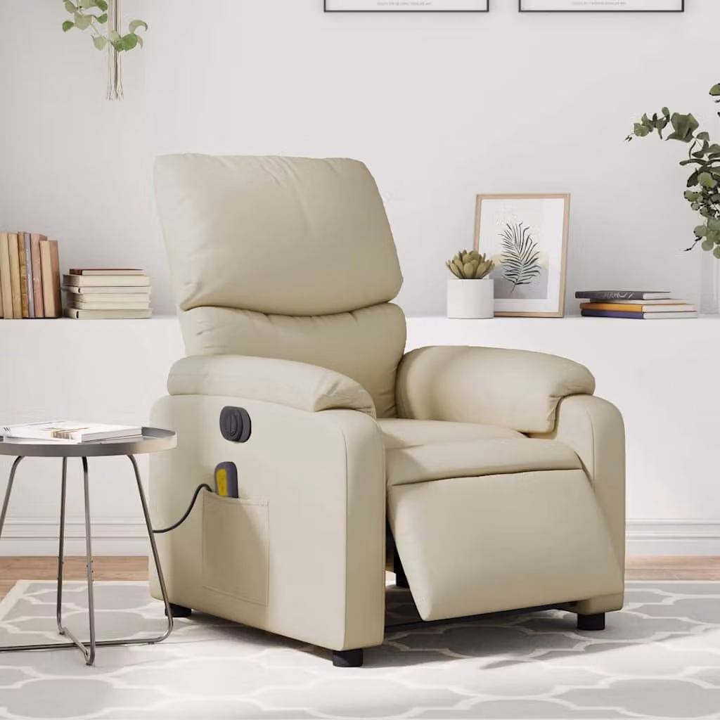Poltrona Massaggiante Elettrica Reclinabile vidaXL in Similpelle Beige