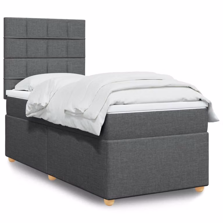 vidaXL Giroletto a Molle Ibrido con Materasso in Tessuto Grigio e Bianco L/P/H: 200 x 80 x 150,5 cm