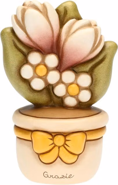 Vasetto soprammobile con fiori Grazie di THUN in ceramica multicolore, misura media