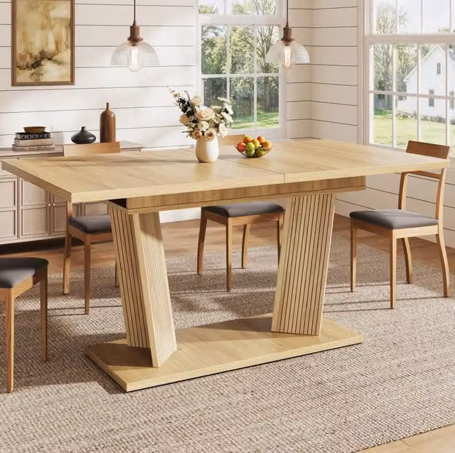 Tavolo da pranzo allungabile MDF marrone naturale 120-160 cm