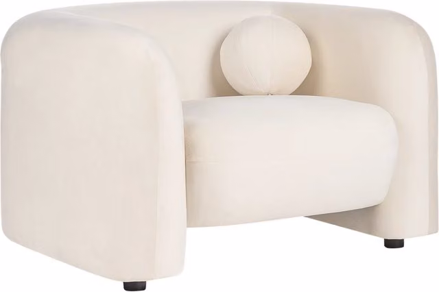 Poltrona in velluto bianco con cuscino rotondo stile glamour retrò soggiorno