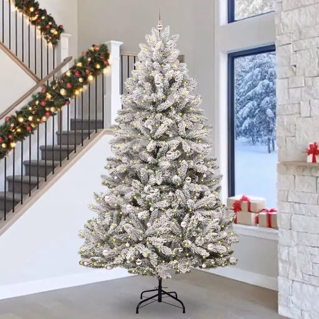 Albero di Natale artificiale vidaXL verde con 300 LED bianco caldo e struttura in metallo e PVC, Altezza: 300 cm