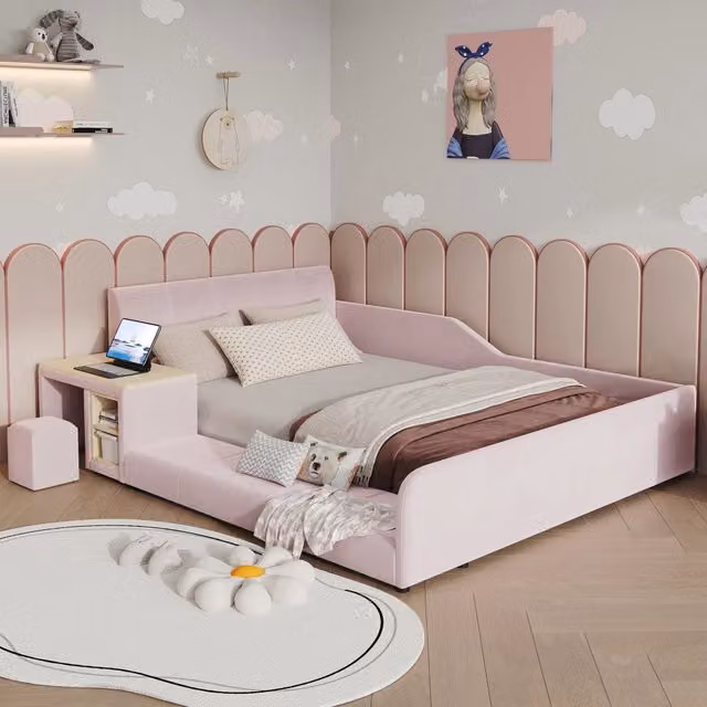 letto imbottito velluto rosa 140x200 cm