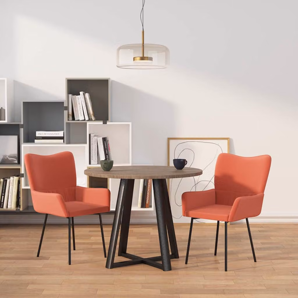 Set di 2 sedie da pranzo vidaXL in velluto rosa con struttura in metallo e MDF per cucina e sala da pranzo