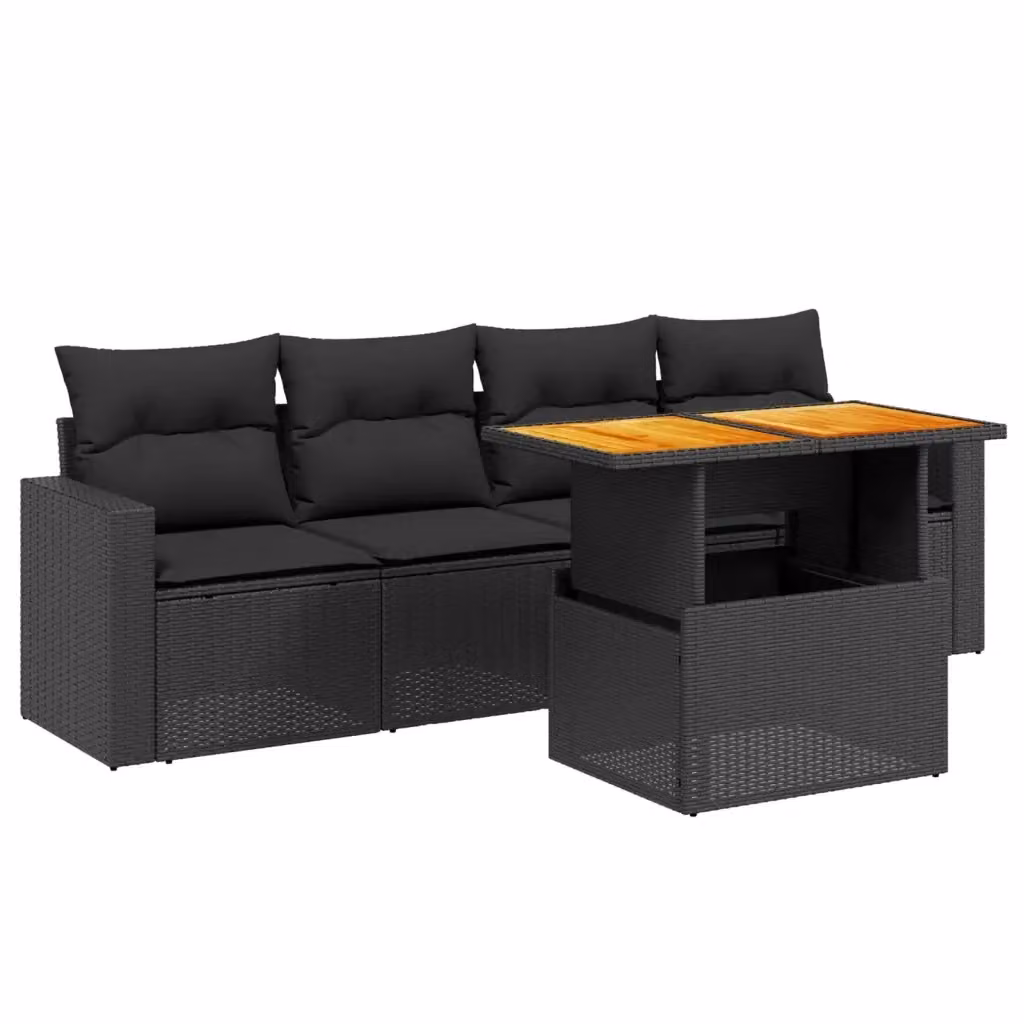 vidaXL Set Divani da Giardino 5 pz Moderno con Cuscini e Tavolino Nero – 2
