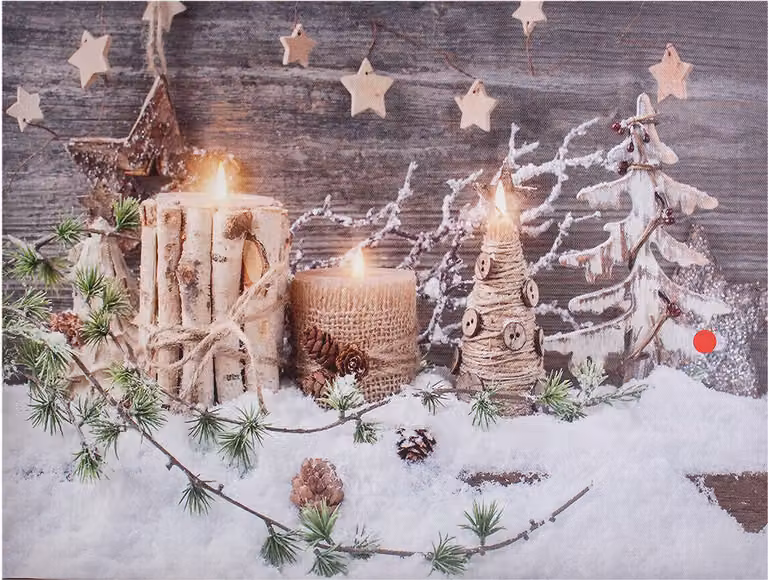 Quadro di arte murale Decorazione Luce su tela LED Candele tremolanti