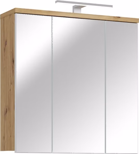 Armadietto a specchio per bagno >Veris< in rovere Artisan / specchio - 68,6x68,1x20 cm (L/A/P)