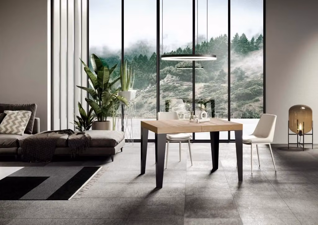 Tavolo Allungabile Moderno GIORDANOSHOP in Legno Rovere e Metallo Antracite L/P/H: 120-224 x 90 x 77 cm – 2