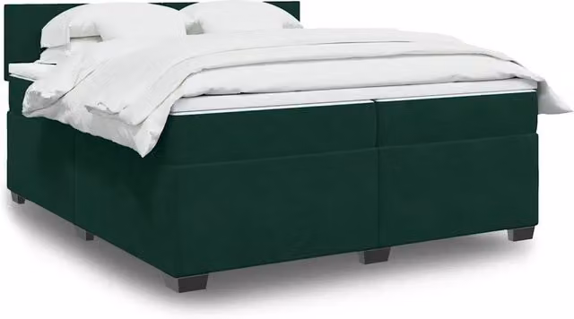 Letto Ibrido vidaXL con Materasso e Struttura in Velluto Verde Scuro e Bianco L/P: 200 x 200 cm