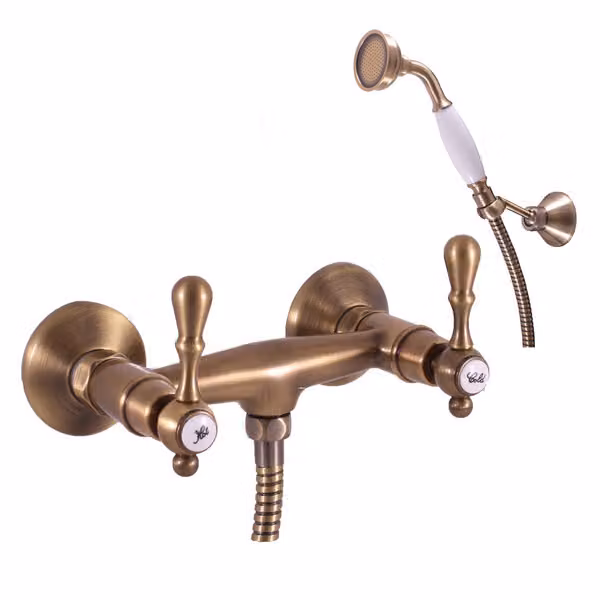 Slezák-RAV Miscelatore per doccia Slezák RAV Morava Retro MK480/2SM Colore: ottone vecchio, Dimensioni: 100 mm
