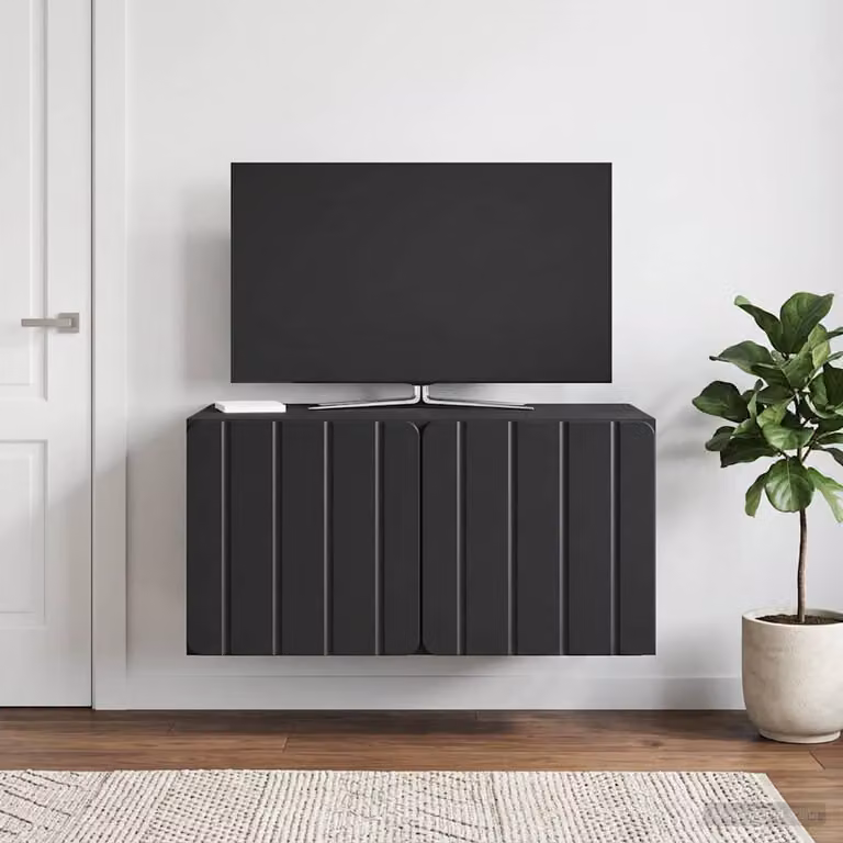 vidaXL Mobile Porta TV da Muro Moderno in MDF Nero L: 59,5 cm, P: 41 cm, H: 30 cm