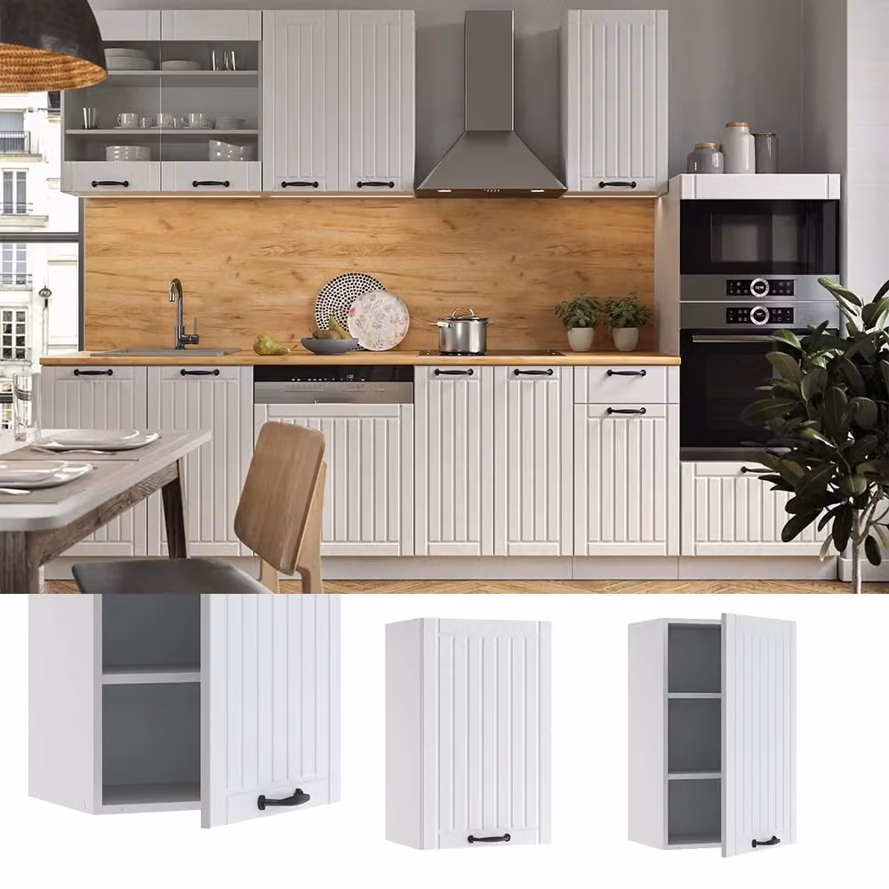 Pensile da cucina Vicco Fame-Line Bianco rustico con ante a battente e ripiani interni L: 45 cm, H: 72 cm, P: 34,1 cm – 2