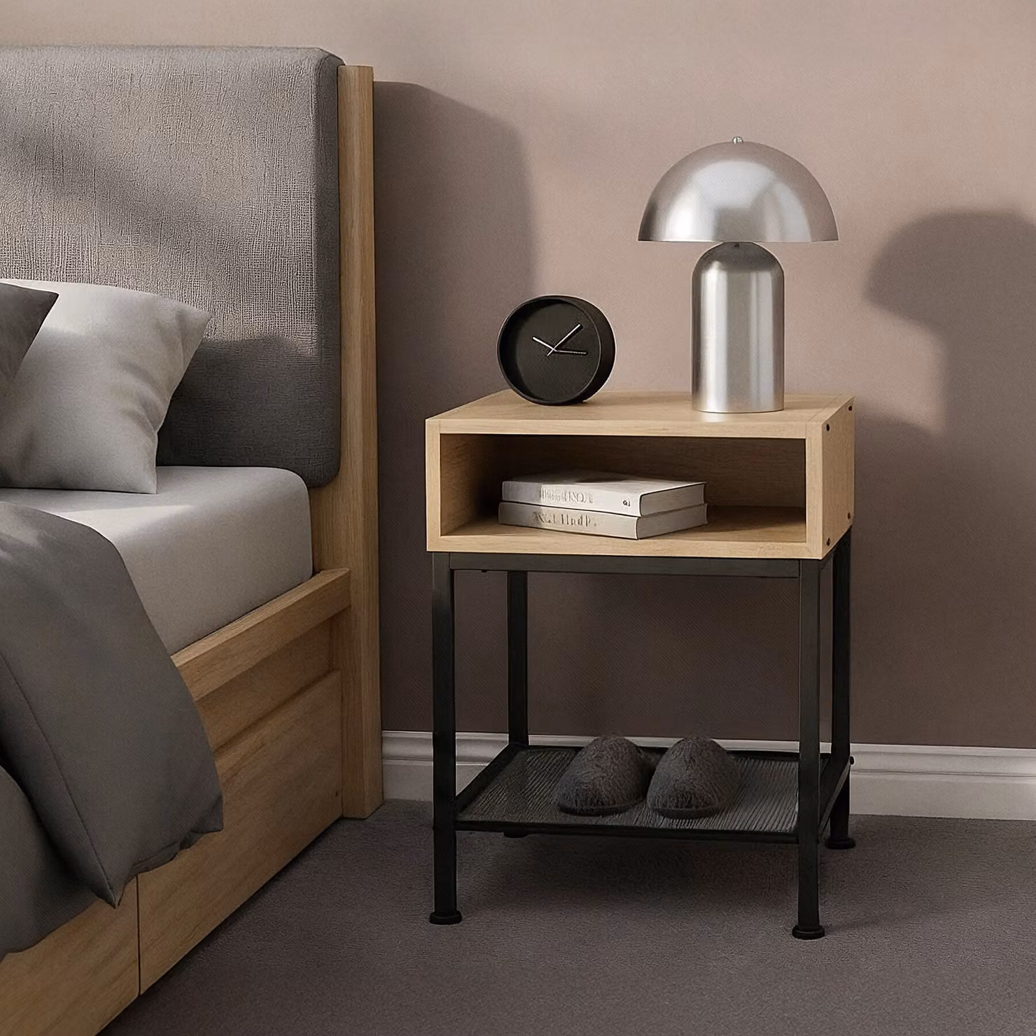 Comodino Harlow TecTake in stile industriale color rovere con finitura opaca L/P/H: 40,5 x 40,5 x 59 cm – 2