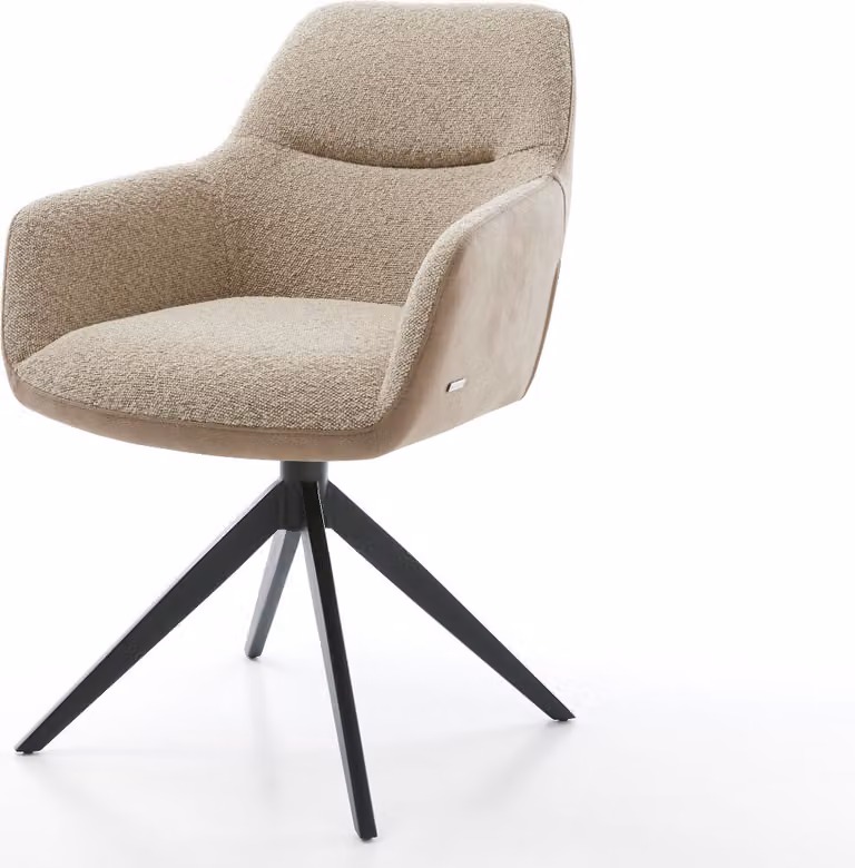 DELIFE Sedia girevole Pejo-Flex Mix di materiali Fango Base a croce larga Nero Girevole a 360° Funzione oscillante Materasso a molle insacchettate