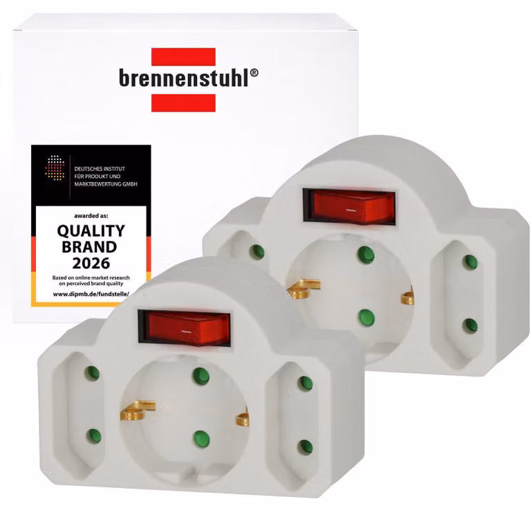 Set da 2 prese multiple Brennenstuhl, adattatore per prese da 3 vie