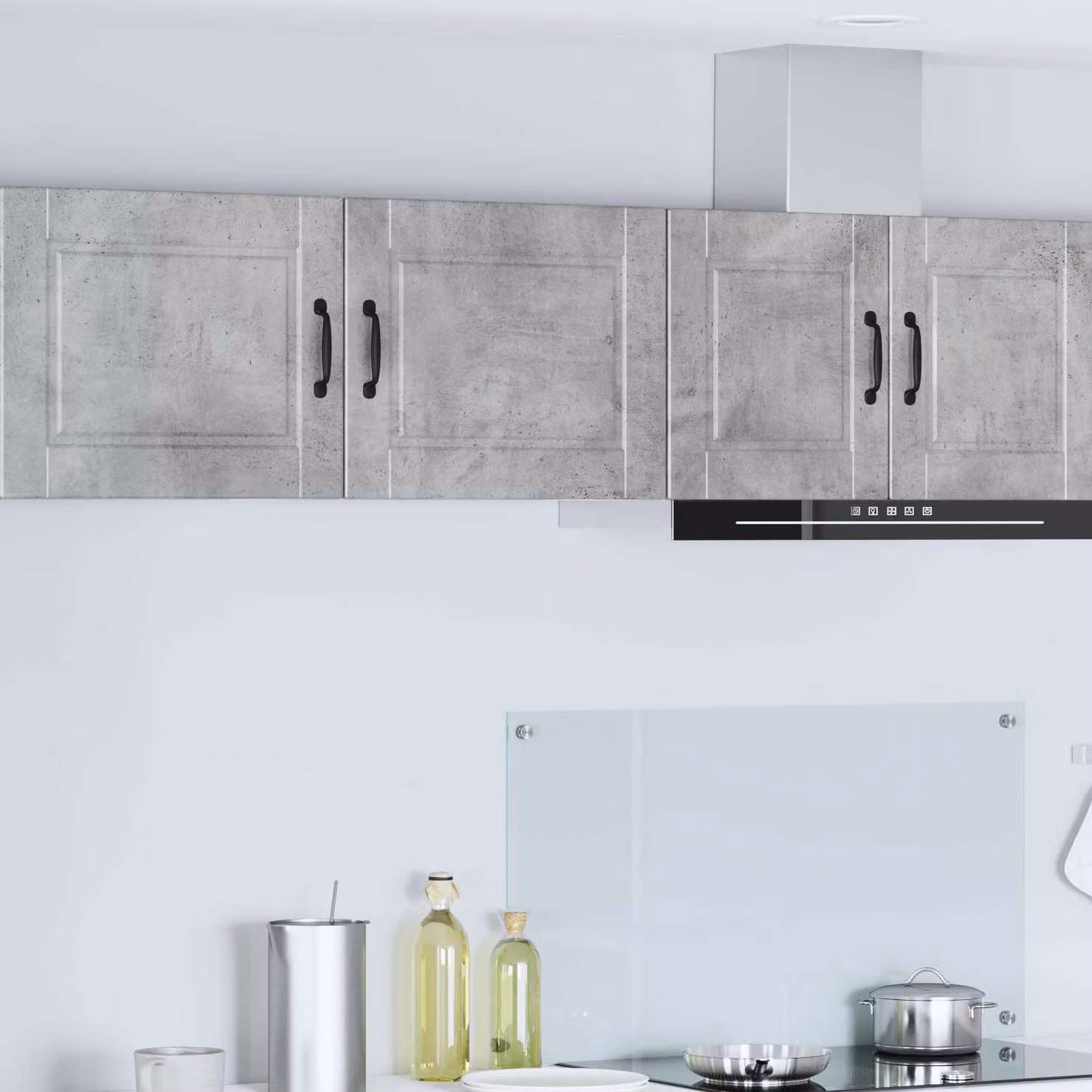 Set di 2 armadietti a muro vidaXL PORTO moderni per cucina in MDF, colore grigio opaco, L/P/H: 50 x 40 x 31 cm