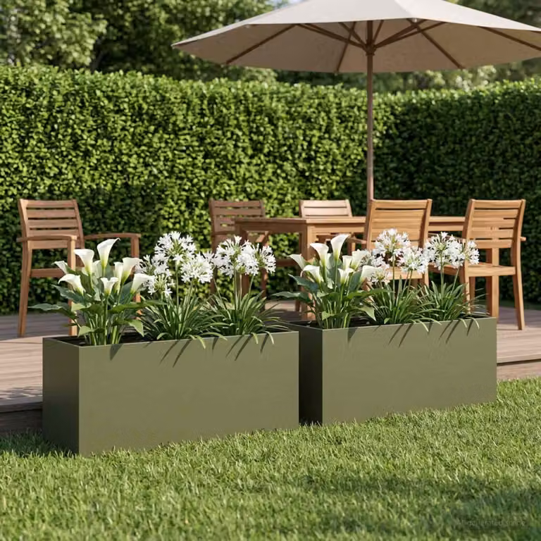 Set di 2 vasi da giardino vidaXL in metallo verde, H: 100 cm, L: 40 cm, P: 40 cm