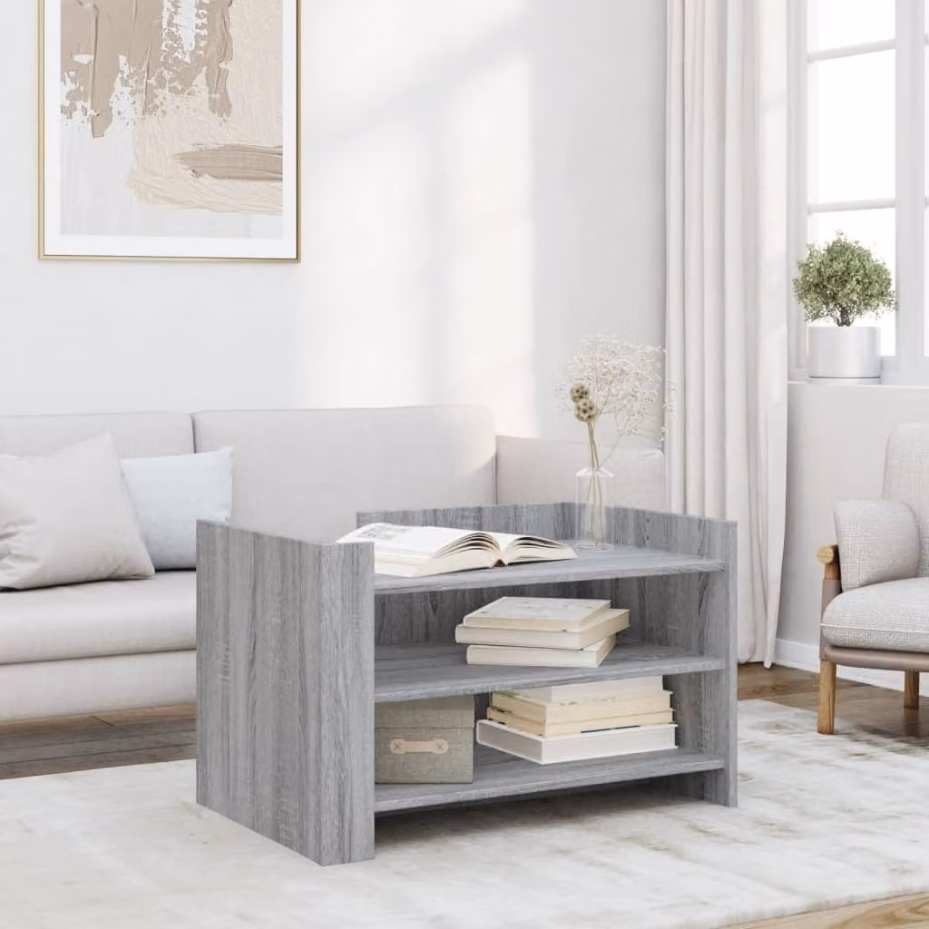 vidaXL Tavolino da salotto moderno in legno grigio L: 80 cm, P: 50 cm, H: 50 cm