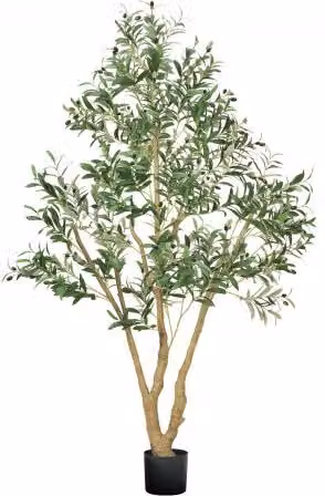 Albero di Ulivo Artificiale VEVOR con Vaso Nero, Pianta Finta con Tronco in Legno Naturale e Foglie e Frutti Verdi Realistici per Interni