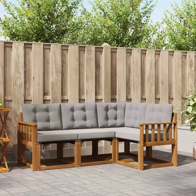 Set di divani da esterno 4 pz Grigio Naturale e Chiaro 3368614