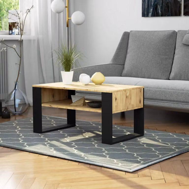 Tavolino TYVREN - rovere artisan / nero
