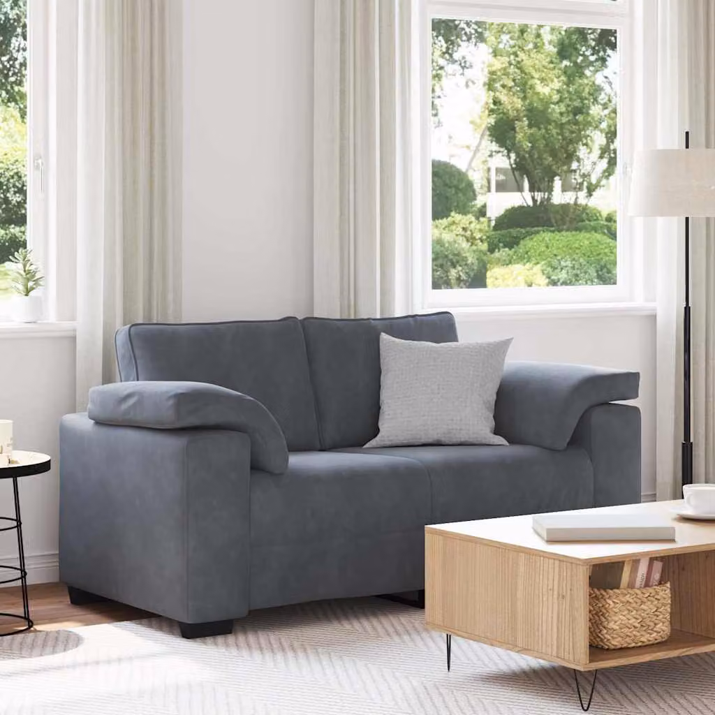 vidaXL Divanetto Moderno in Velluto Grigio con Cuscini, L: 160 cm, P: 77 cm, H: 82 cm