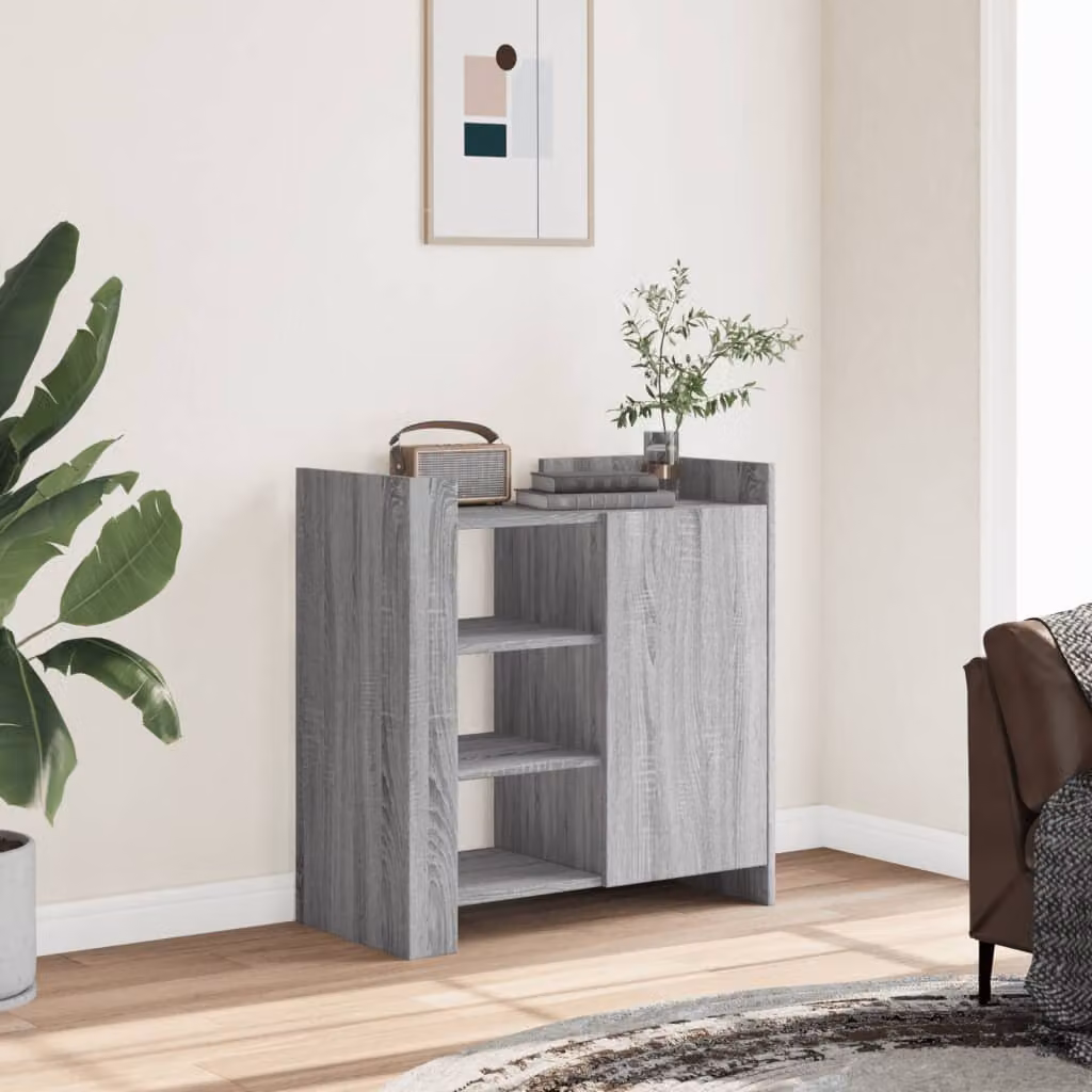 Credenza vidaXL in Legno Multistrato e MDF Grigio Sonoma, L 73,5 cm x P 35 cm x H 75 cm