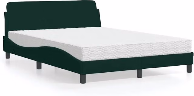 Letto con Materasso Dover Verde Scuro 140x190 cm in Velluto 3208394