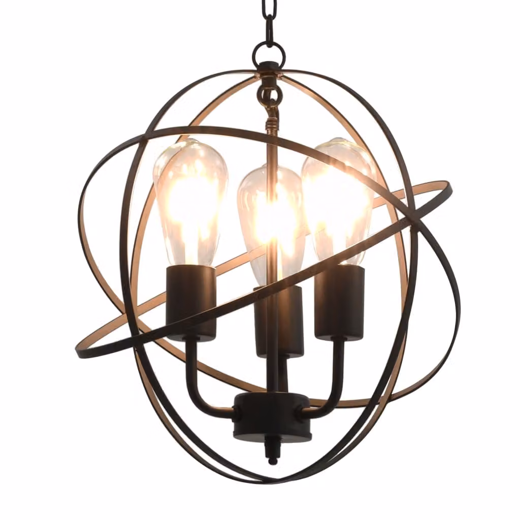 The Living Store Lampada a sospensione con globo nero 3 prese E27