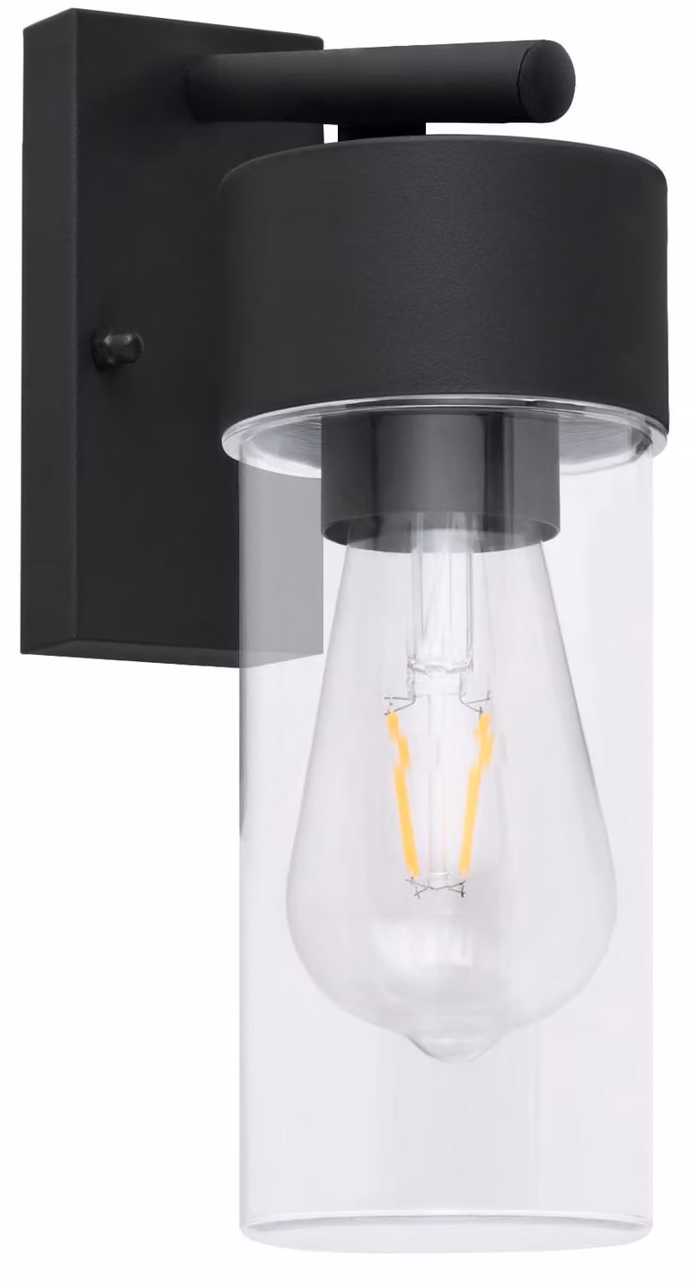 Lampada da parete esterna, attacco E27, grado di protezione IP44, colore nero, dimensioni 23x16x6 cm