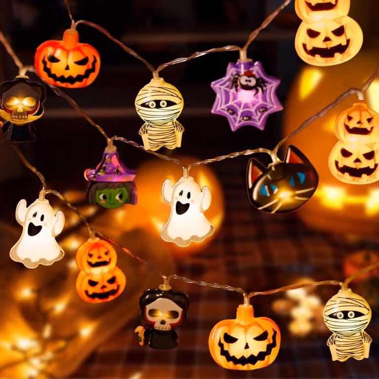 Catena luminosa a tema Halloween, lunghezza 3 metri, 20 LED, alimentazione a batteria