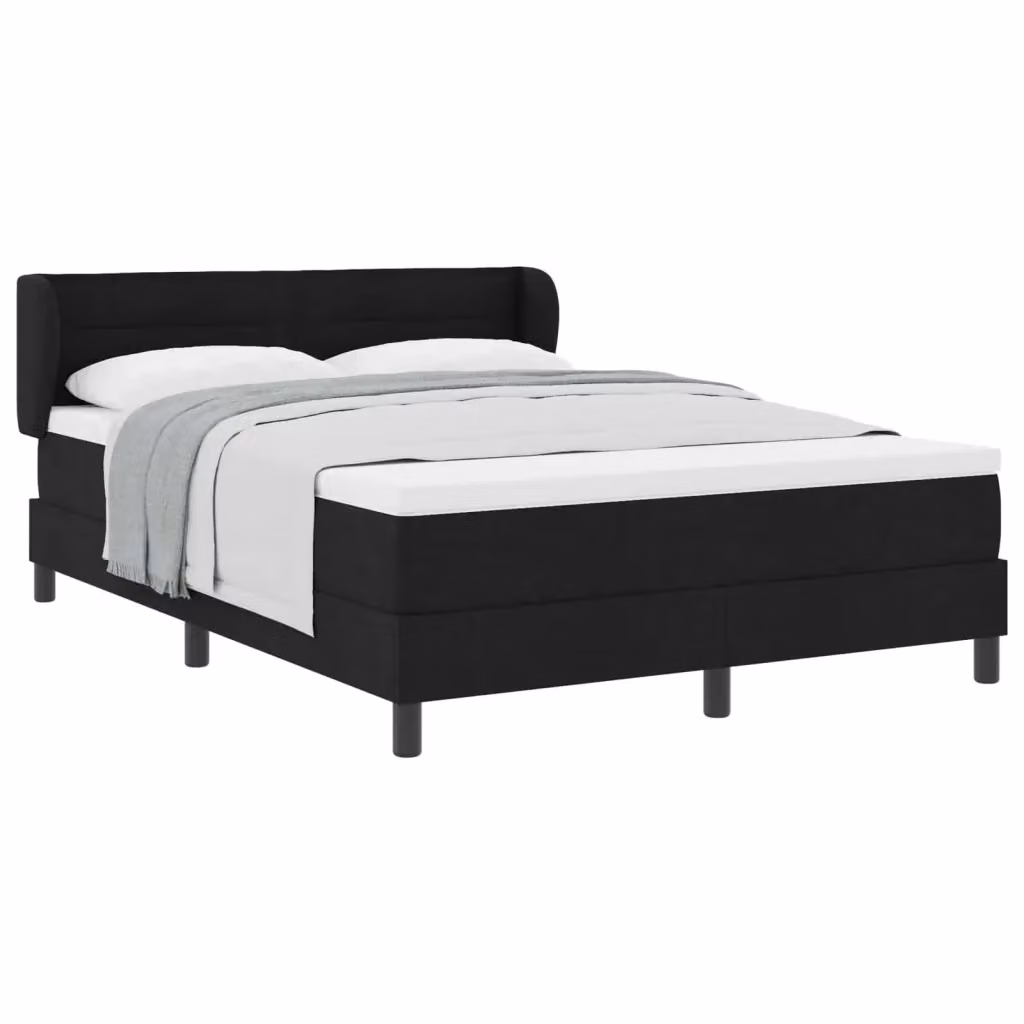 Letto a molle con testiera vidaXL in tessuto nero L: 140 cm, P: 200 cm, H: 147 cm – 2