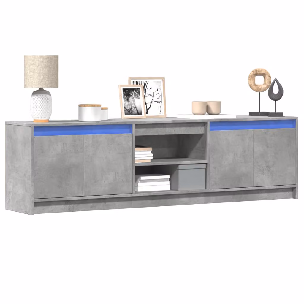 Mobile Porta TV vidaXL con Illuminazione LED Grigio Cemento, Design Minimalista in MDF, L 180 cm x P 50 cm x H 34 cm