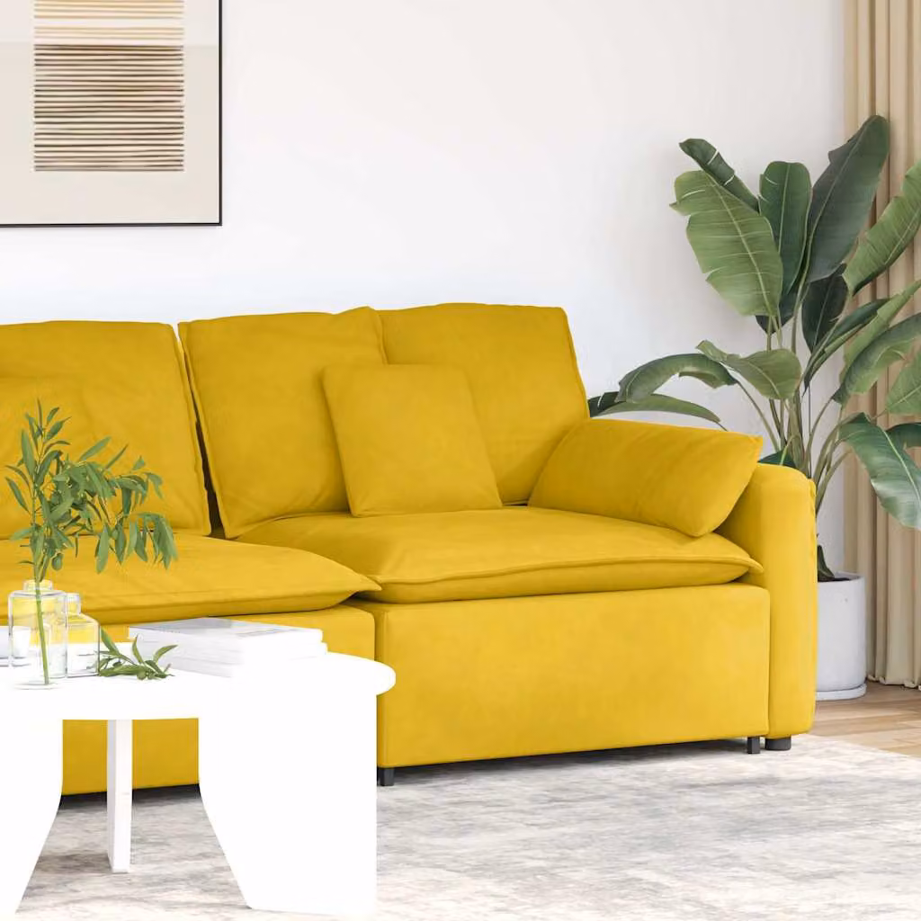 vidaXL Modulo Terminale Divano Modulare con Bracciolo e Cuscini, Giallo
